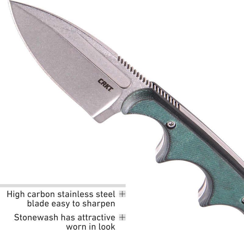 CRKT Minimalist Spear Point Outdoor Survival Fixed Blade Knife with Sheath: Stainless Steel Plain Edge Blade, Micarta Handle, 2396 - Image 4